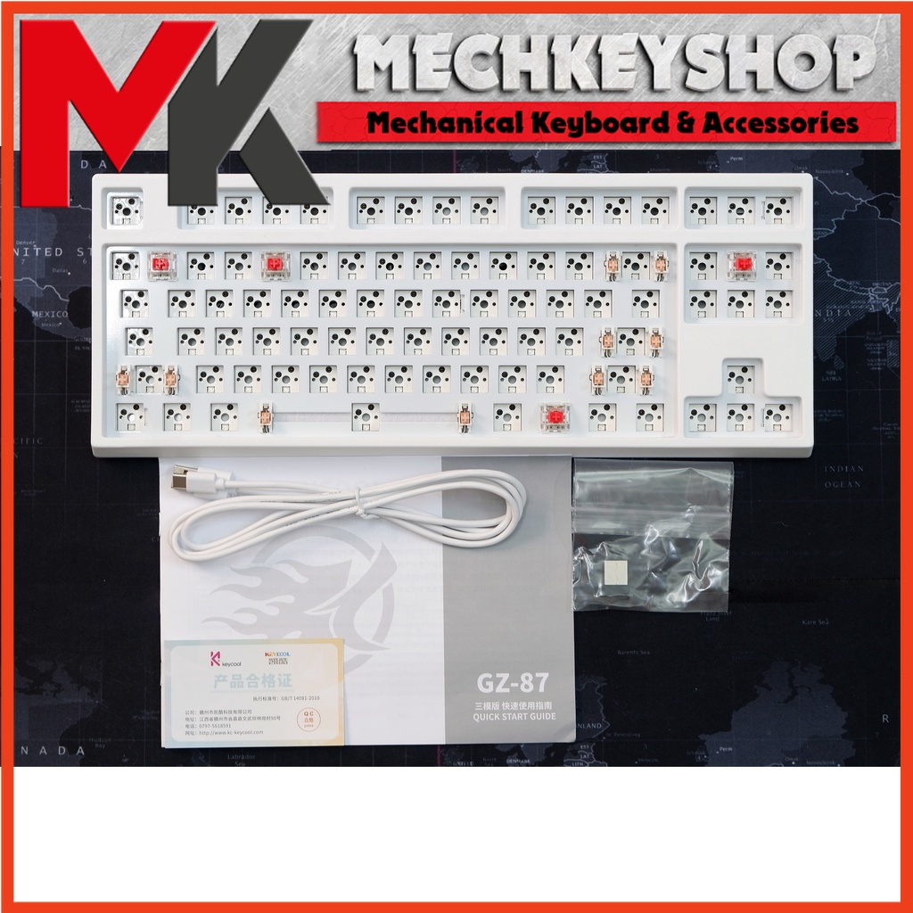 Bộ kit bàn phím cơ Keycool KC87 3 chế độ kết nối, mạch hotswap xuôi, RGB GZ87 M3 - Ảnh 7