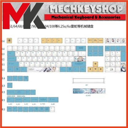 Bộ keycap Genshin Impact PBT in dye sub 134 phím dùng được cho razer