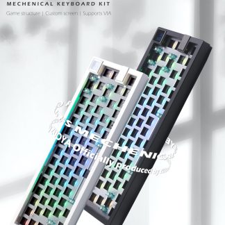 Kit bàn phím cơ Zuoya GMK67-S hai màu trắng đen, layout 65% không keycap, có màn hình LED và switch hotswap RGB.