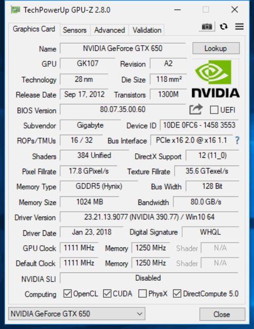 Card màn hình Gigabyte GTX650 OC 1Gb DDR5 GV-N650OC-1GI GJ - Ảnh 6