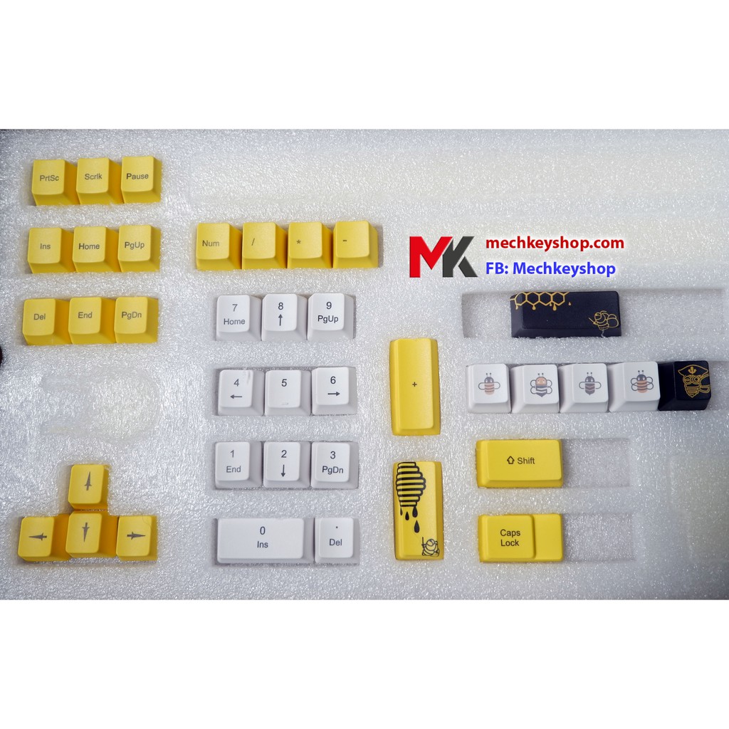 Bộ keycap Bee ong vàng thick pbt in dye sub cho bàn phím cơ - Ảnh 3