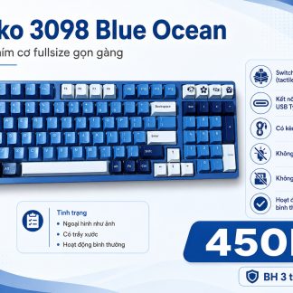 Bàn Phím Cơ Akko 3098 Blue Ocean (Cũ) - Switch Akko Orange, Dây Type-C | MKShop