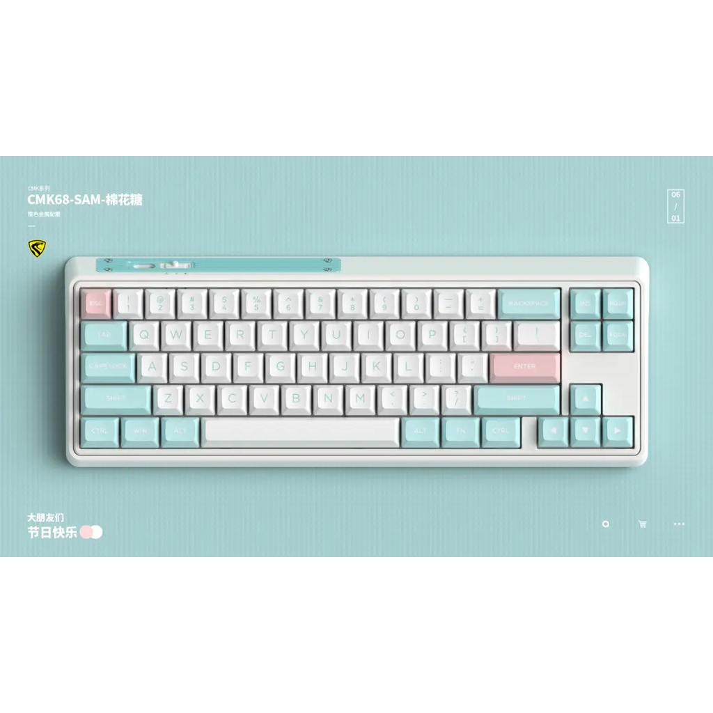 Bàn phím cơ FL-Esports CMK68 SAM Marshmallow/ Metal Heart 3 MODE l RGB/ Bluetooth / Wireless 2.4Ghz - Ảnh 3