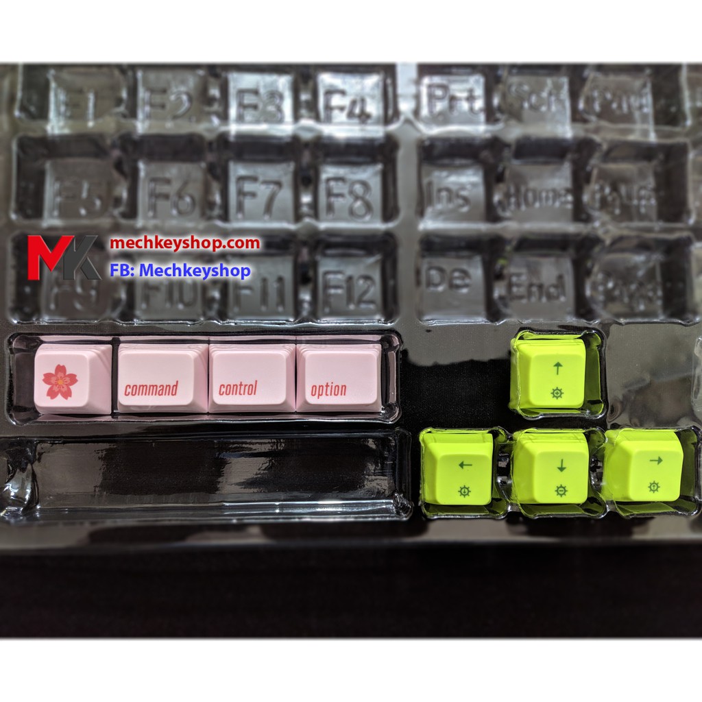 Bộ nút Keycap GK64 GK64s chất liệu PBT in Dye Sub (Trắng phối vàng chữ nhỏ) - Ảnh 5