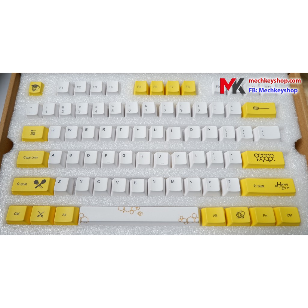 Bộ keycap Bee ong vàng thick pbt in dye sub cho bàn phím cơ - Ảnh 2