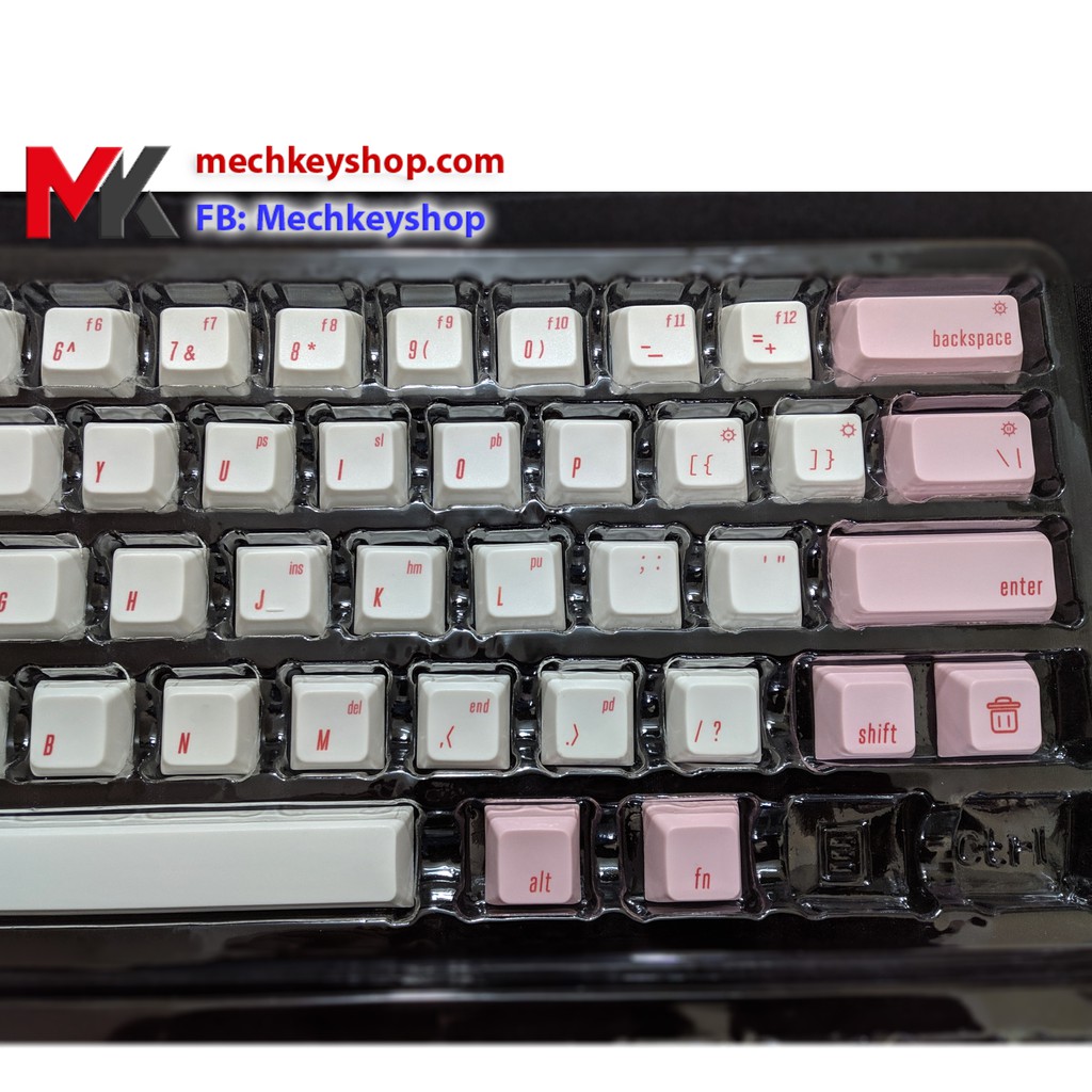 Bộ nút Keycap GK64 GK64s chất liệu PBT in Dye Sub (Trắng phối vàng chữ nhỏ) - Ảnh 4