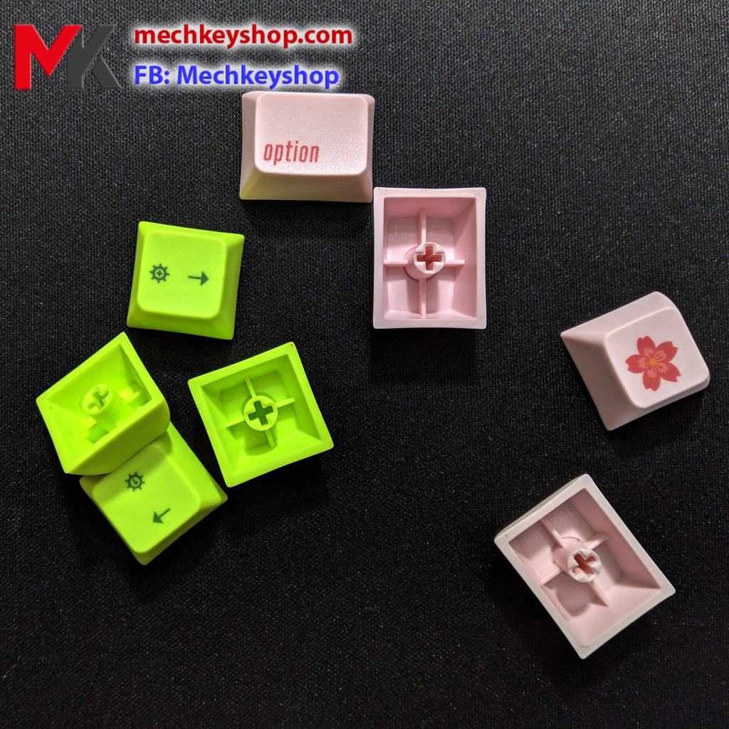 Bộ nút Keycap GK64 GK64s chất liệu PBT in Dye Sub (Trắng phối vàng chữ nhỏ) - Ảnh 6