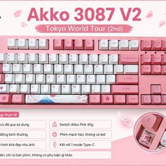 Bàn Phím Cơ Akko 3087 V2 - Tokyo World Tour (Cũ) - Switch Akko Pink | MKShop