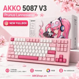 Bàn Phím Cơ AKKO 5087 V3 Prunus Lannesiana (New Fullbox) - Giá Siêu Rẻ Chỉ 1100k | MKShop