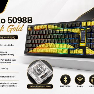Bàn Phím Cơ Akko 5098B Black Gold (Cũ) - Vẻ Đẹp Quyền Lực, Keycap Side Print Xuyên LED | MKShop