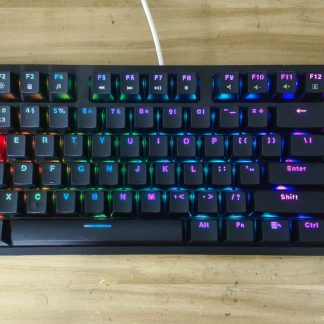 Bàn phím cơ FL Esport F11 layout TKL màu đen, keycap đỏ nổi bật, LED RGB cầu vồng dưới nền.