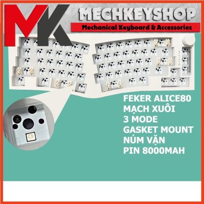 Kit bàn phím cơ Feker Alice 80 | 3 Modes | Keymap VIA | Mạch Xuôi Gasket RGB Hotswap Núm Xoay Pin 8k