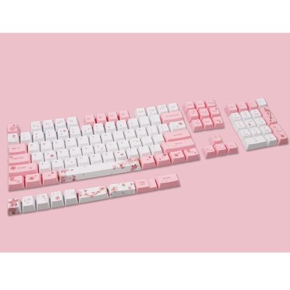 Bộ nút Keycap Sakura hoa anh đào 104+9 phím Thick PBT Dye Sub