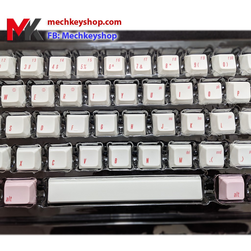 Bộ nút Keycap GK64 GK64s chất liệu PBT in Dye Sub (Trắng phối vàng chữ nhỏ) - Ảnh 3