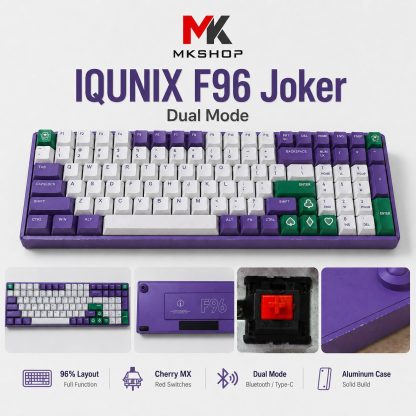 Bàn Phím Cơ IQUNIX F96 Joker Dual Mode (Cũ) - Vỏ Nhôm, Switch Cherry Red | MKShop