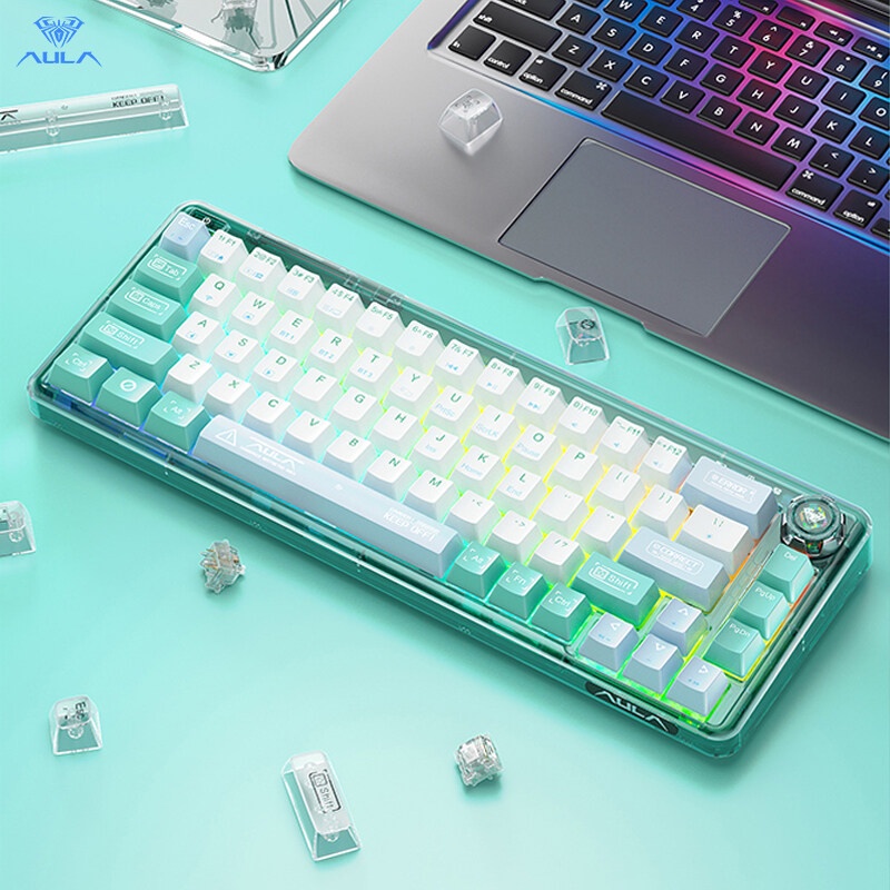 Bàn Phím Cơ Không Dây AULA F68 RGB 3 Mode, Hot Swap, Gasket Mount, Có Núm Vặn - Ảnh 13