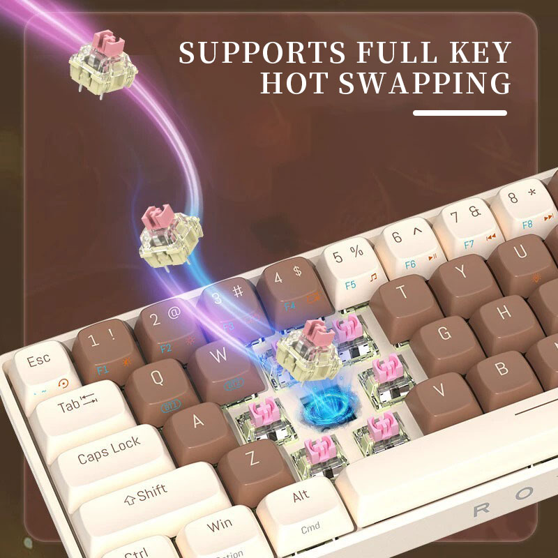 Bàn phím cơ không dây Royal Axe R68 - Hotswap 5 pin - 3 Mode kết nối - Led RGB nhiều chế độ, switch đã được pre-lube - Ảnh 9