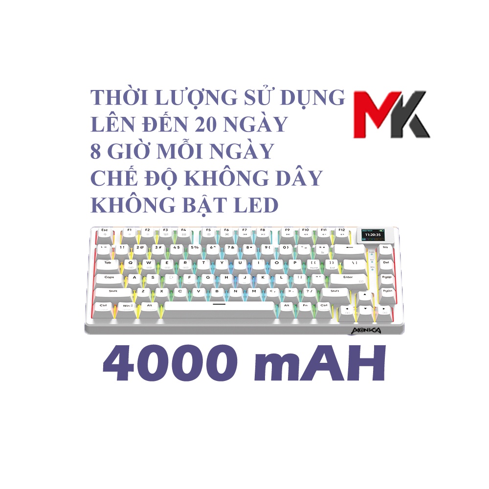 Bàn phím cơ Monka 3075 V2 Pro Màn hình Mạch Xuôi 3 chế độ kết nối Hotswap RGB - Ảnh 5