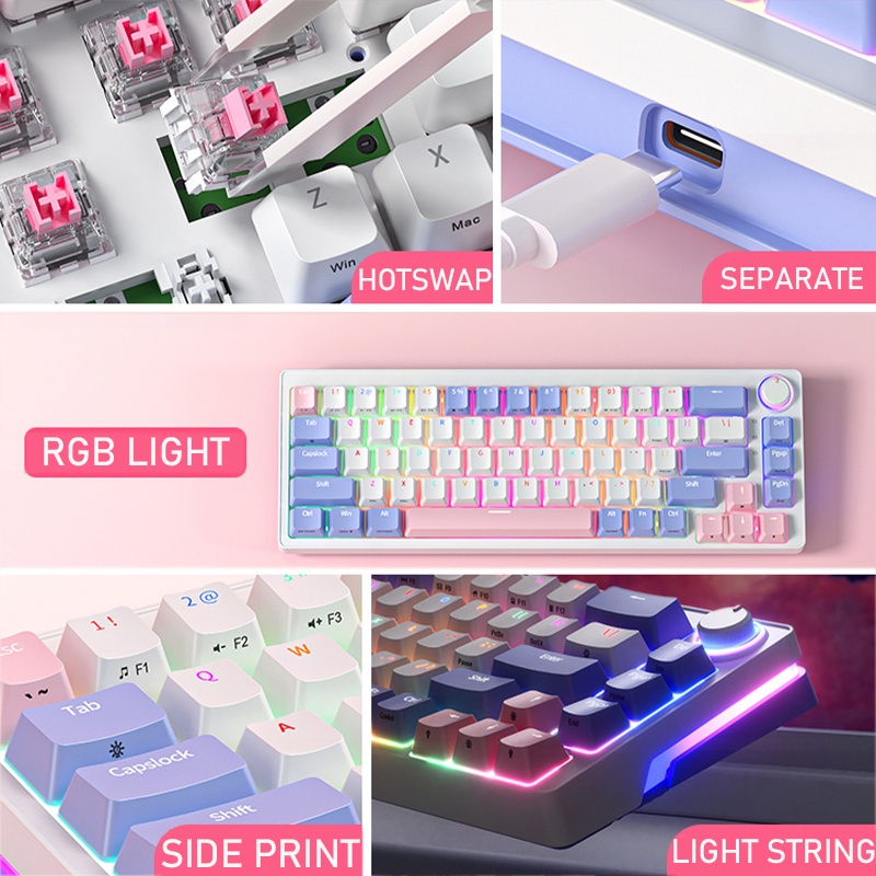 Bàn phím cơ Zifriend ZA68 Pro RGB Hotswap Led viền 3 chế độ kết nối không dây - Ảnh 3
