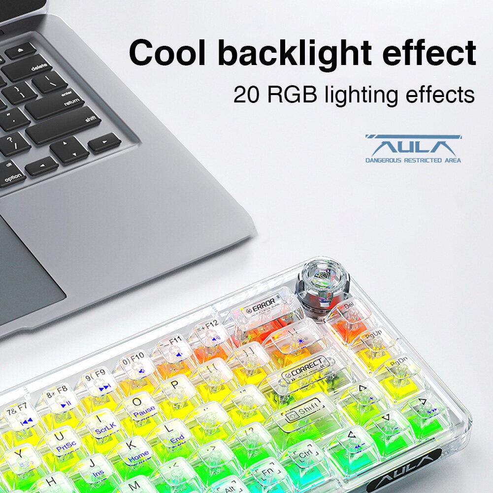 Bàn Phím Cơ Không Dây AULA F68 RGB 3 Mode, Hot Swap, Gasket Mount, Có Núm Vặn - Ảnh 5