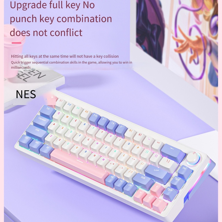 Bàn phím cơ Zifriend ZA68 Pro RGB Hotswap Led viền 3 chế độ kết nối không dây - Ảnh 2