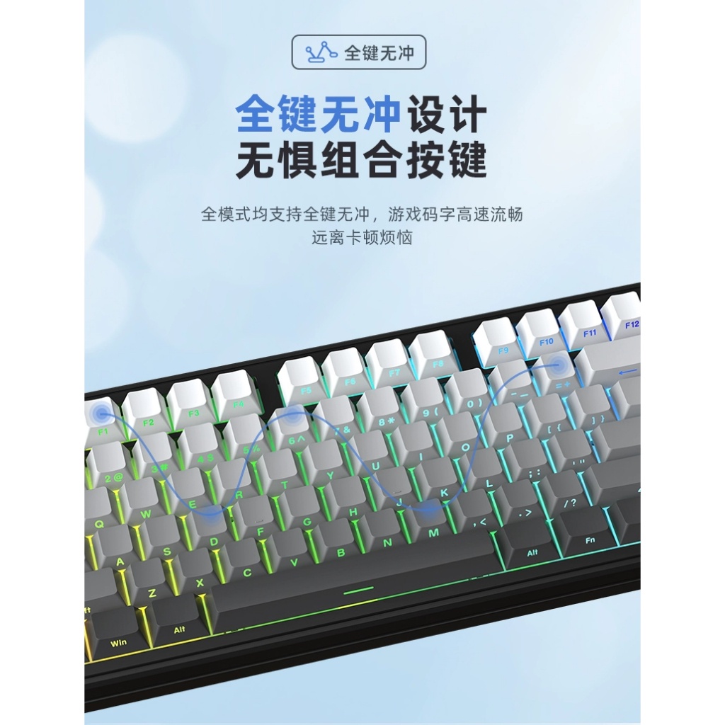 Bàn phím cơ không dây Xinmeng M87 Pro Mạch xuôi / 3 Mode / Led RGB / Hotswap / Gasket mount MKSHOP - Ảnh 6