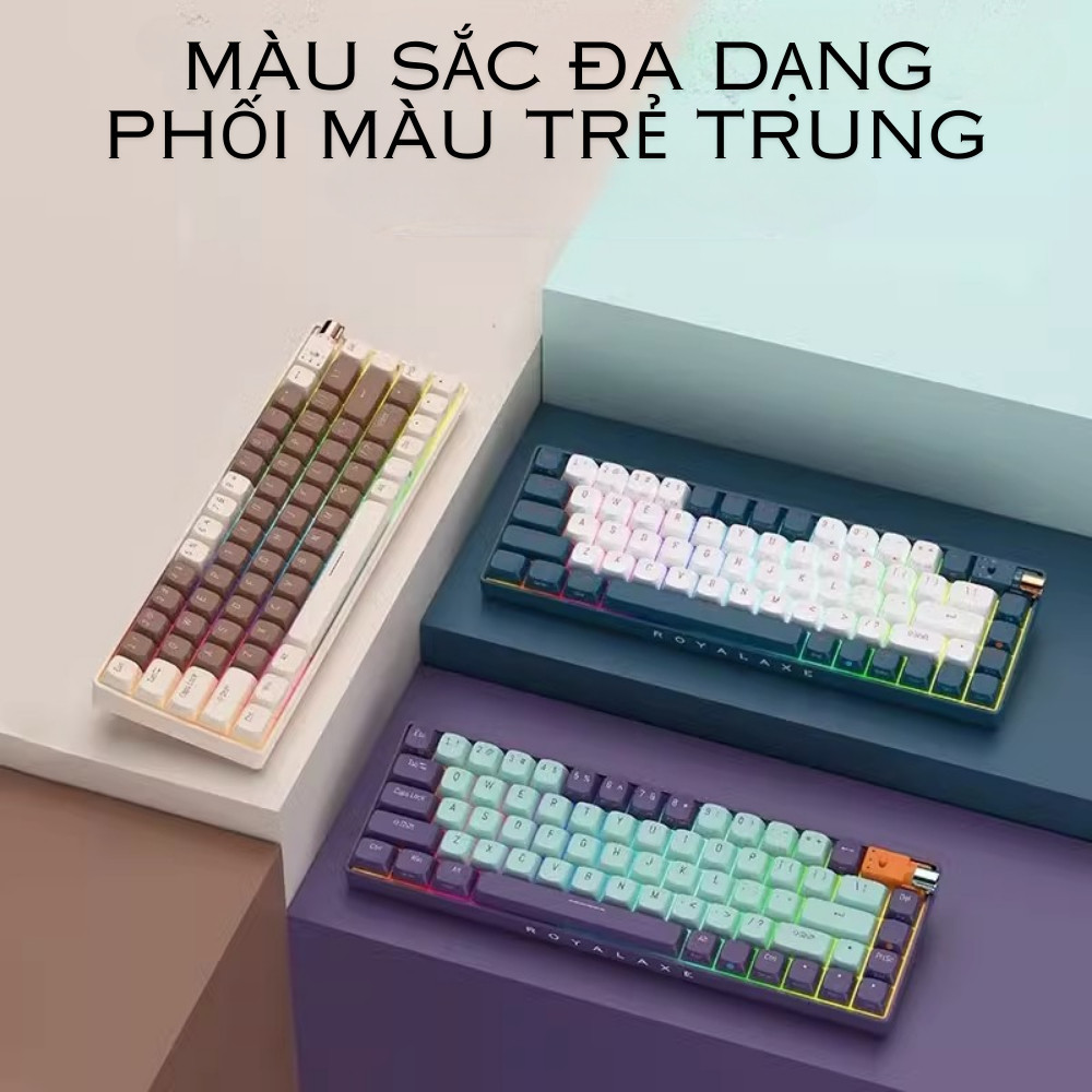 Bàn phím cơ không dây Royal Axe R68 - Hotswap 5 pin - 3 Mode kết nối - Led RGB nhiều chế độ, switch đã được pre-lube - Ảnh 2