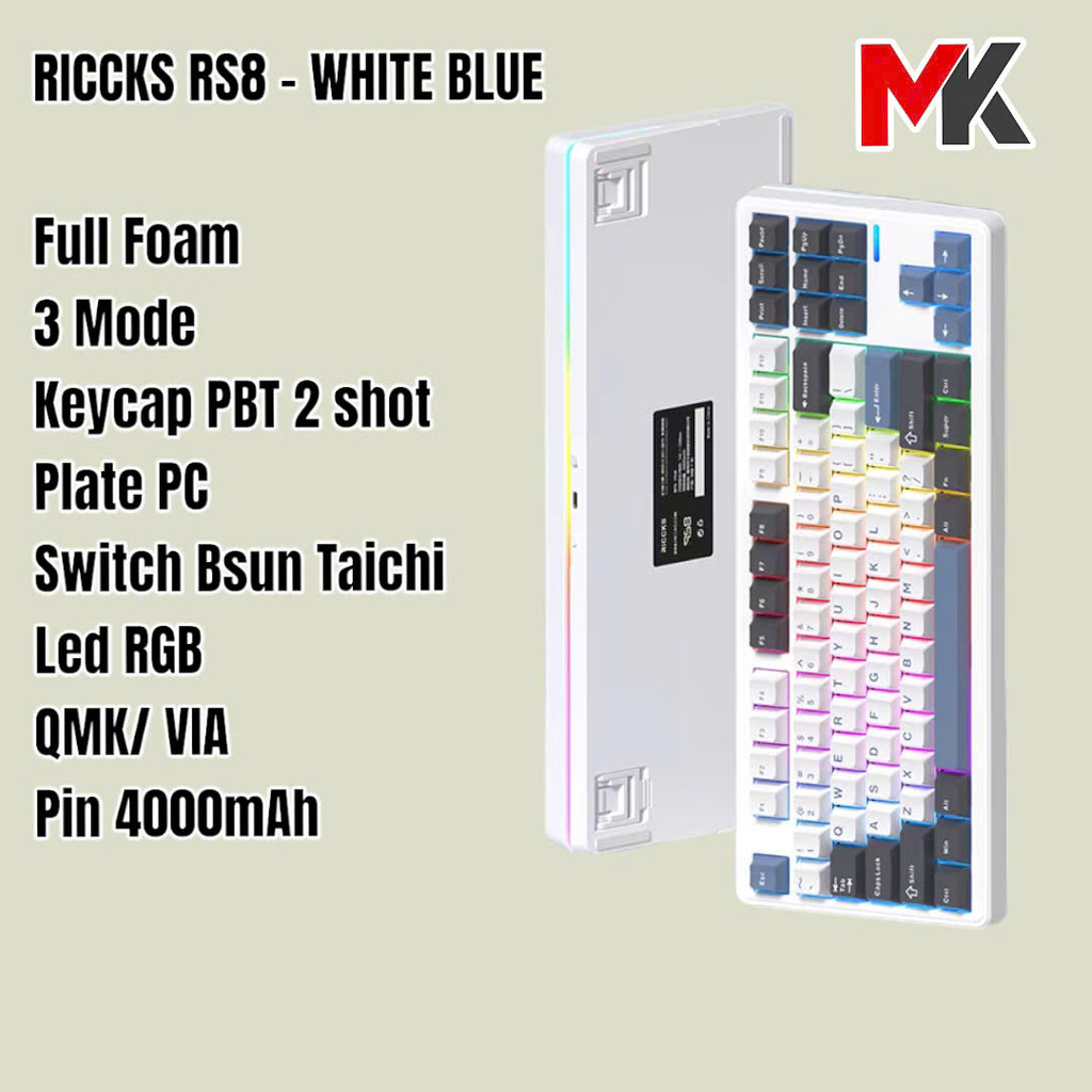 Bàn Phím Cơ Riccks RS8 LED Viền - 3 Chế Độ, Keymap Via, Hotswap RGB | MKShop - Ảnh 7