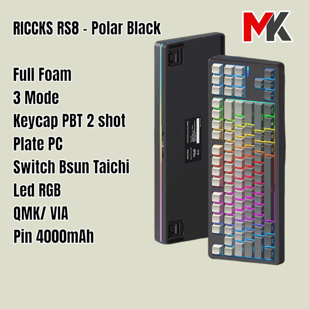 Bàn Phím Cơ Riccks RS8 LED Viền - 3 Chế Độ, Keymap Via, Hotswap RGB | MKShop - Ảnh 9