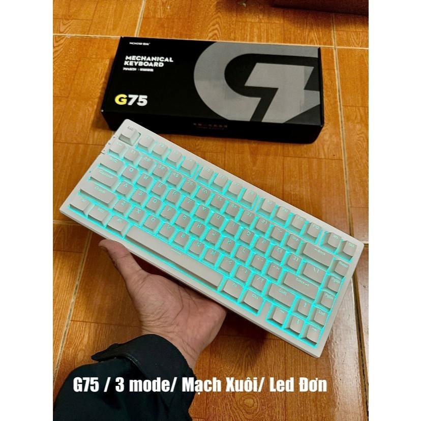 Bàn Phím Cơ MCHOSE G75 Trắng - LED Đơn Sắc, 3 Chế Độ Kết Nối | MKShop - Ảnh 8