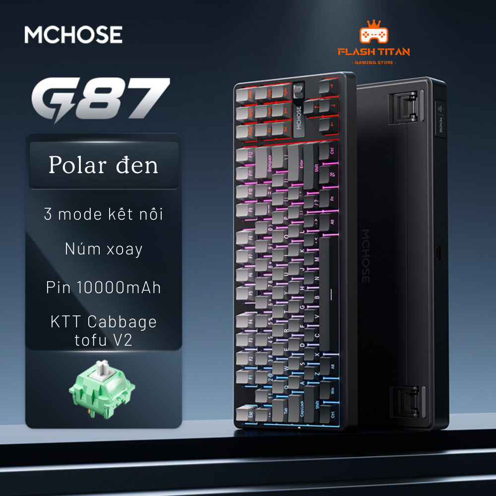 Bàn Phím Cơ Mchose G87 - TKL, 3 Chế Độ Kết Nối, LED RGB, Pin 10000mAh | MKShop - Ảnh 12