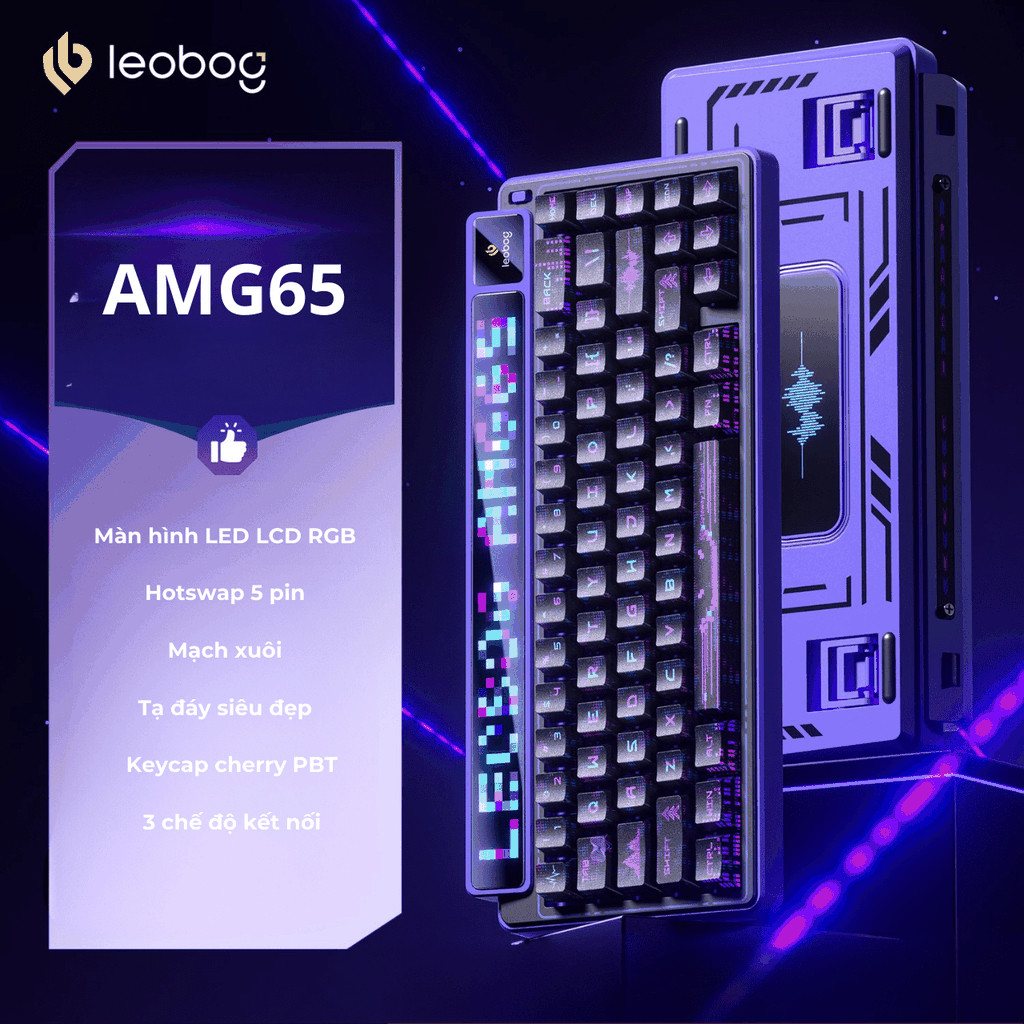 Leobog AMG65 - Bàn phím cơ 65% hai màn hình, switch Jasper, pin 8000mAh, kết nối 3 chế độ - Ảnh 3