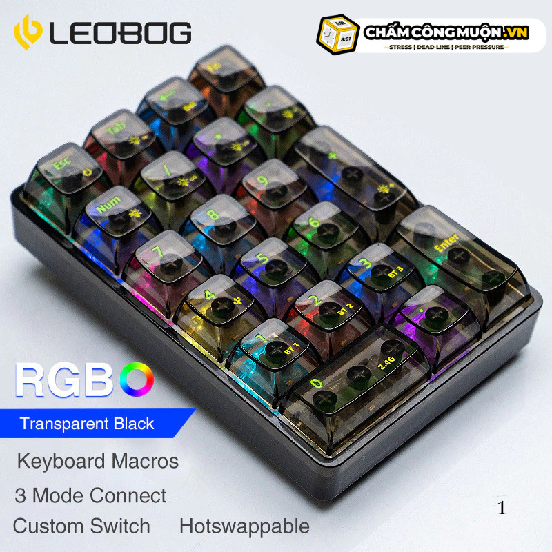 Leobog K21 Bluetooth NumPad | 3 chế độ kết nối | phím cơ Numpad 21 phím trong suốt | MKShop - Ảnh 11