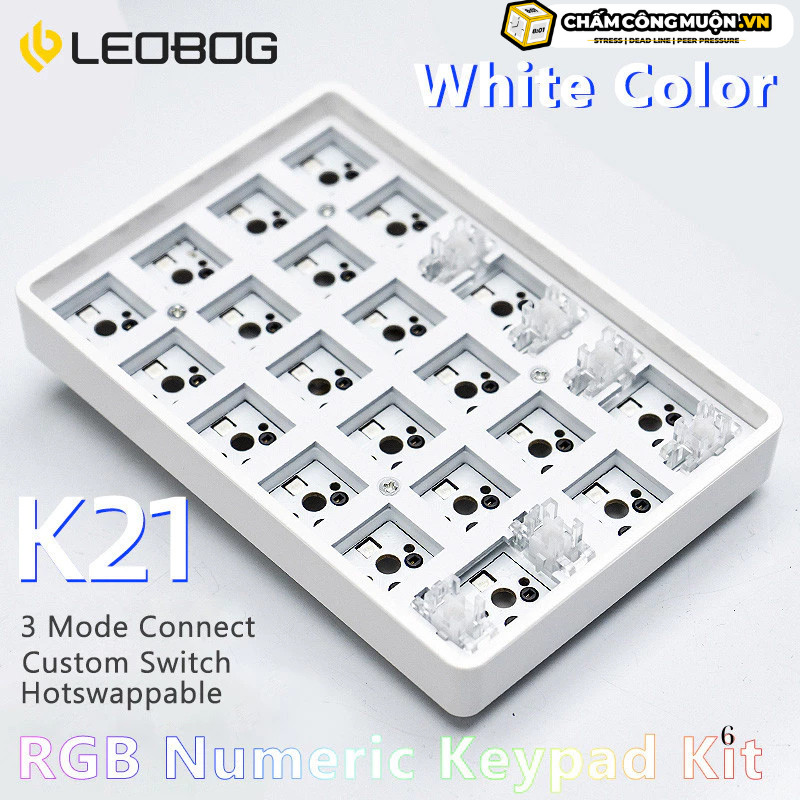 Leobog K21 Bluetooth NumPad | 3 chế độ kết nối | phím cơ Numpad 21 phím trong suốt | MKShop - Ảnh 7