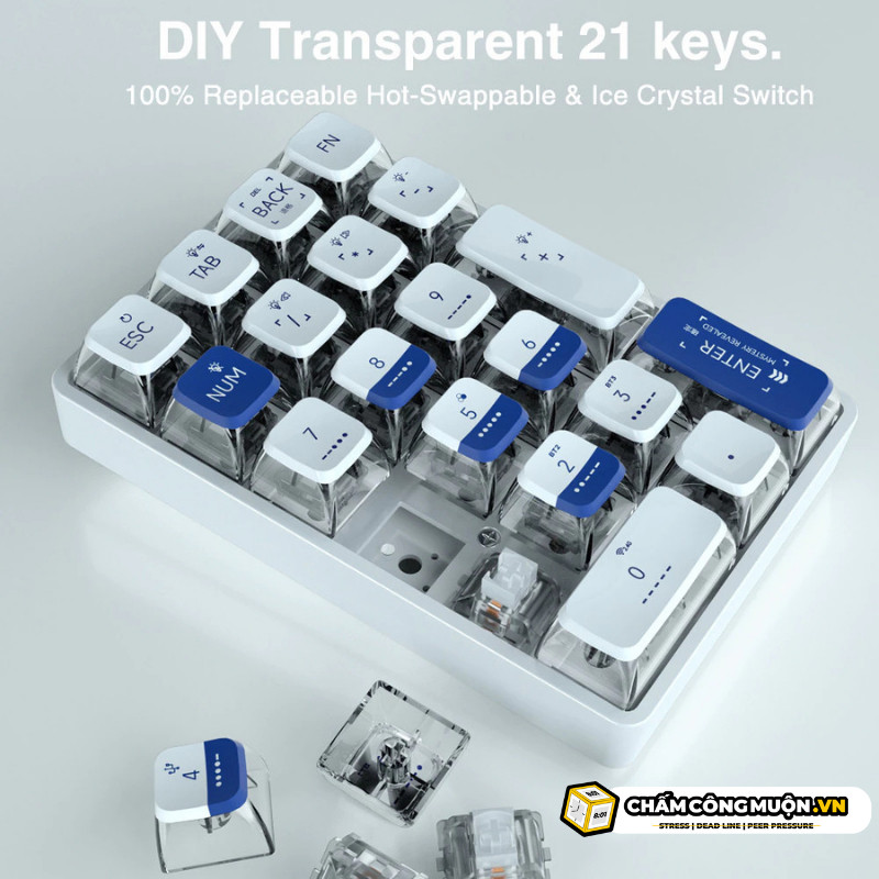 Leobog K21 Bluetooth NumPad | 3 chế độ kết nối | phím cơ Numpad 21 phím trong suốt | MKShop - Ảnh 6