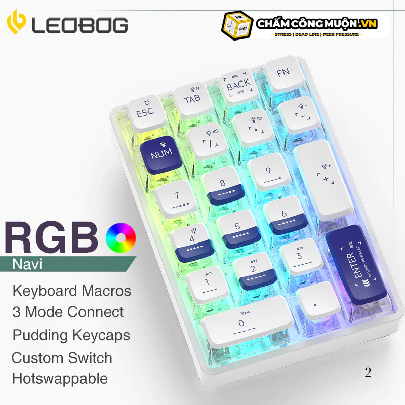 Leobog K21 Bluetooth NumPad | 3 chế độ kết nối | phím cơ Numpad 21 phím trong suốt | MKShop - Ảnh 3
