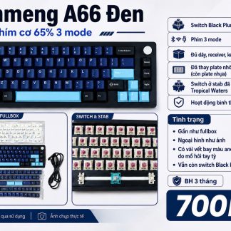 Bàn Phím Cơ Nhôm Xinmeng A66 Black (đã qua sử dụng) - Đã Mod Plate Nhôm, 3 Mode | MKShop