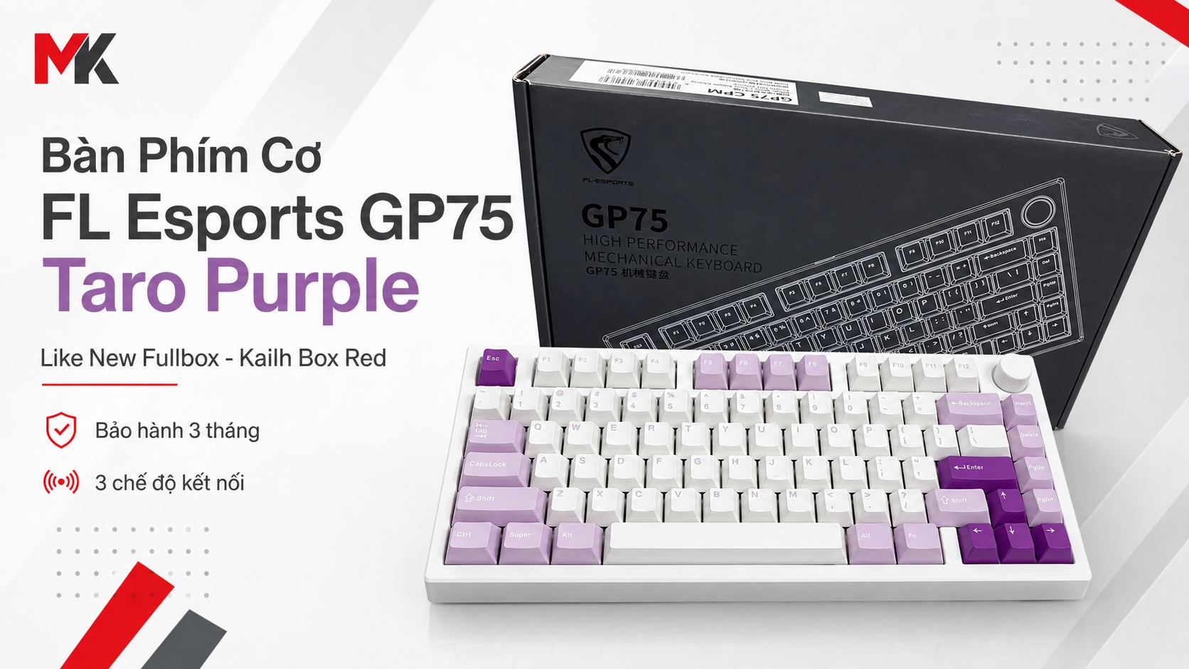 Bàn Phím Cơ FL Esports GP75 Taro Purple (Like New Fullbox) - Kailh Box Red | MKShop 1 Bàn phím cơ FL Esports GP75 Taro Purple layout 75% kèm hộp đựng.