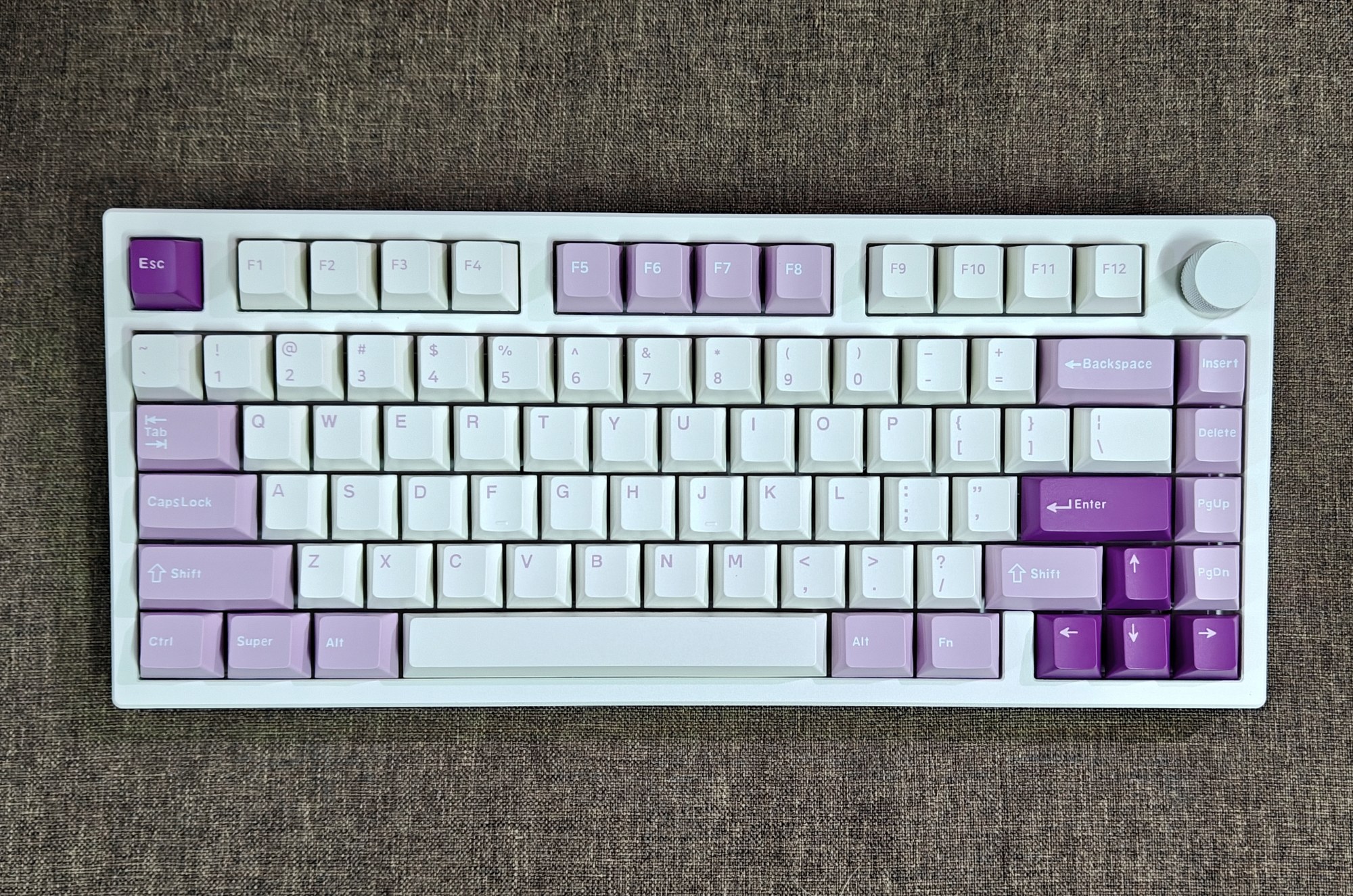 Bàn Phím Cơ FL Esports GP75 Taro Purple (Like New Fullbox) - Kailh Box Red | MKShop 4 Góc chụp thẳng từ trên xuống toàn bộ layout bàn phím cơ FL Esports GP75.