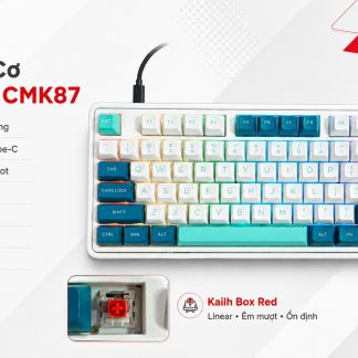 Bàn phím cơ FL Esports CMK87 layout TKL với keycap trắng, xanh mint, navy và đèn RGB