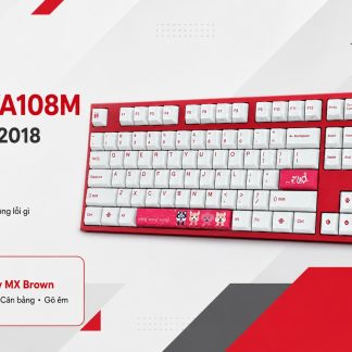 Bàn phím cơ Varmilo VA108M bản kỷ niệm 2018 fullsize, viền đỏ keycap trắng, switch Cherry MX Brown.